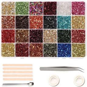 img 4 attached to 🎨 Resin Crushed Glass Glitter - 24 Color Metallic Chip Sprinkles for Nail Art, Painting, Geode, Vase Filler, Jewelry Making & Crafts