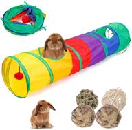 🐇 hercocci bunny tunnel and 4-pack of grass ball hideaway chew toys for small animals - collapsible hideout tubes for enhanced activity and fun for rabbits, hamsters, chinchillas, guinea pigs, and ferrets logo