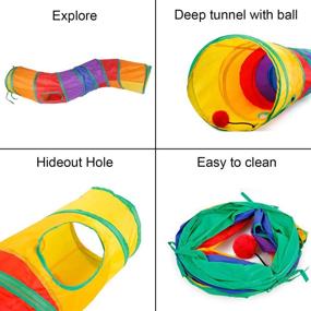 img 3 attached to 🐇 HERCOCCI Bunny Tunnel and 4-Pack of Grass Ball Hideaway Chew Toys for Small Animals - Collapsible Hideout Tubes for Enhanced Activity and Fun for Rabbits, Hamsters, Chinchillas, Guinea Pigs, and Ferrets