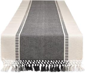 img 4 attached to 🏷️ DII Dobby Stripe 13x108 Woven Table Runner in Mineral Gray