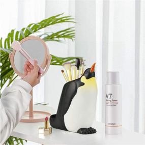 img 1 attached to 🐧 Multi-functional Penguin Desk Organizer: Pen Pencil Holder with Phone Stand, Carving Brush Scissor Holder - Perfect for Office and Home Decoration