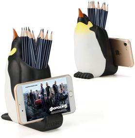 img 4 attached to 🐧 Multi-functional Penguin Desk Organizer: Pen Pencil Holder with Phone Stand, Carving Brush Scissor Holder - Perfect for Office and Home Decoration