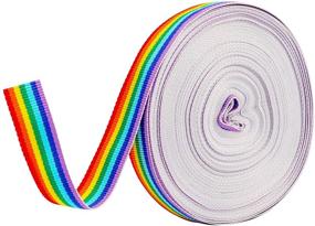 img 4 attached to 🌈 Vibrant 15mm Rainbow Grosgrain Stripe Ribbon for Crafts, DIY Sewing, and Party Decor - Konsait 20M Polyester Ribbon