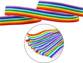 img 2 attached to 🌈 Vibrant 15mm Rainbow Grosgrain Stripe Ribbon for Crafts, DIY Sewing, and Party Decor - Konsait 20M Polyester Ribbon