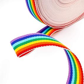 img 1 attached to 🌈 Vibrant 15mm Rainbow Grosgrain Stripe Ribbon for Crafts, DIY Sewing, and Party Decor - Konsait 20M Polyester Ribbon
