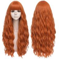 🧡 sl lolita ginger orange wig: long curly wavy harajuku wig for women girls halloween cosplay - 27'', lw2132/f15 logo