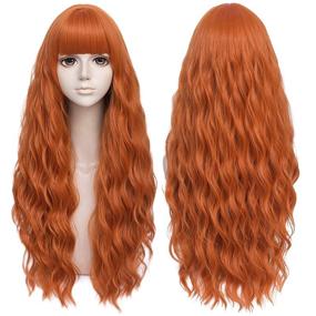 img 4 attached to 🧡 SL Lolita Ginger Orange Wig: Long Curly Wavy Harajuku Wig for Women Girls Halloween Cosplay - 27'', LW2132/F15