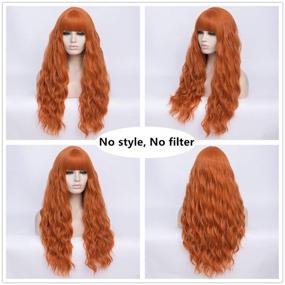 img 2 attached to 🧡 SL Lolita Ginger Orange Wig: Long Curly Wavy Harajuku Wig for Women Girls Halloween Cosplay - 27'', LW2132/F15
