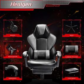 img 3 attached to 🎮 Gaming Chair with Footrest by HEALGEN - Gamer Chair with Massage Lumbar Support, PU Leather Computer Chair | Ergonomic Video Game Chairs for Kids