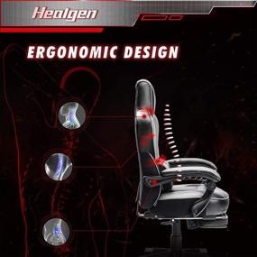 img 1 attached to 🎮 Gaming Chair with Footrest by HEALGEN - Gamer Chair with Massage Lumbar Support, PU Leather Computer Chair | Ergonomic Video Game Chairs for Kids