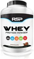 rsp whey protein powder (5lb) - high-quality 27g whey protein shake with bcaas and glutamine for optimal post-workout recovery | 51 servings of chocolate flavored protein supplement logo