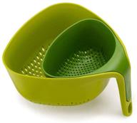 green joseph joseph nest colanders - stackable set with easy-pour corners, vertical handle - 2-piece logo