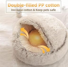 img 1 attached to 🐾 Petswety Velvet Round Bolster Dog Bed with Attached Blanket - Modern Plush Round Pet Bed for Dogs and Cats