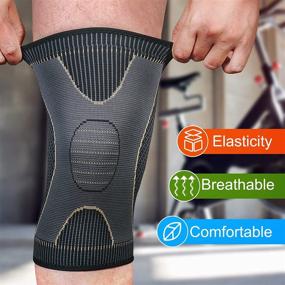 img 2 attached to 🦵 Copper Knee Braces (2 Pack) - Knee Brace Compression Sleeves for Pain Relief - Meniscus Tear, ACL, Arthritis Support - Running, Working Out, Joint Pain Relief