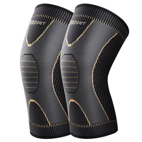 img 4 attached to 🦵 Copper Knee Braces (2 Pack) - Knee Brace Compression Sleeves for Pain Relief - Meniscus Tear, ACL, Arthritis Support - Running, Working Out, Joint Pain Relief