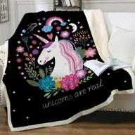 🦄 sleepwish cute unicorn blanket for girls - fuzzy cartoon flower fleece throw logo