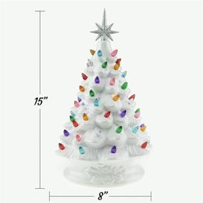 img 3 attached to 🎄 Clever Creations 15 Inch Pre-Lit Tabletop Ceramic Christmas Tree: Hand-Painted Holiday Decoration with Multicolored Lights & White Finish