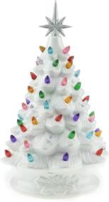 img 4 attached to 🎄 Clever Creations 15 Inch Pre-Lit Tabletop Ceramic Christmas Tree: Hand-Painted Holiday Decoration with Multicolored Lights & White Finish