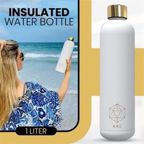 img 3 attached to 💧 Stay Hydrated in Style: Arc Bottle - Insulated Stainless Steel Water Bottle, 34oz, White. 24Hr Cold & 18Hr Hot for Sports & Outdoor Activities!