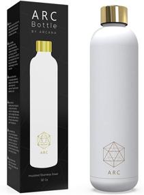 img 4 attached to 💧 Stay Hydrated in Style: Arc Bottle - Insulated Stainless Steel Water Bottle, 34oz, White. 24Hr Cold & 18Hr Hot for Sports & Outdoor Activities!