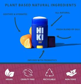 img 2 attached to 🍊 Hiki Aluminum-Free Deodorant: Odor-Neutralizing Probiotics & Coconut Oil. All-Natural Men's and Women's Deodorant. Keep Pits Fresh & Dry with Smooth Glide Formula. Residue-Free, Tangerine Scented.