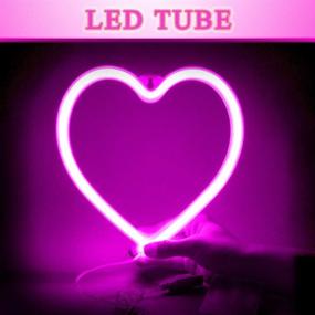 img 3 attached to 💖 XIYUNTE Neon Heart Sign – Vibrant Pink Neon Light for Wall Decor, Battery or USB Powered – Perfect for Bedroom, Kids Room, Living Room, Bar, Party, Christmas, Wedding