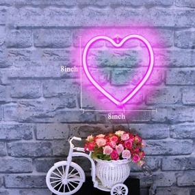 img 2 attached to 💖 XIYUNTE Neon Heart Sign – Vibrant Pink Neon Light for Wall Decor, Battery or USB Powered – Perfect for Bedroom, Kids Room, Living Room, Bar, Party, Christmas, Wedding