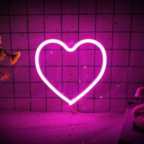 img 4 attached to 💖 XIYUNTE Neon Heart Sign – Vibrant Pink Neon Light for Wall Decor, Battery or USB Powered – Perfect for Bedroom, Kids Room, Living Room, Bar, Party, Christmas, Wedding