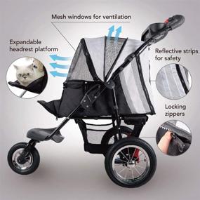 img 2 attached to 🐾 Premium Pet Stroller with Air-Filled Tires and Built-in Suspension - Comfortable Dog & Cat Strollers with Paw Rest and Front Headrest - Sturdy & Stylish for Daily Walks and Jogging