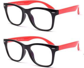 img 1 attached to JUSLINK Flexible Kids Blue Light Blocking Glasses For Boys And Girls Age 4-13 (2 Black-Red)