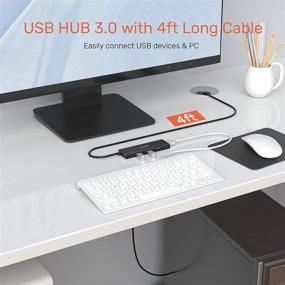 img 2 attached to 💻 Alxum USB 3.0 Extension Hub 4-Port with Power Port - Ideal for Desktop PC, MacBook, iMac Pro, Surface Pro, XPS, Flash Drive, Mobile HDD, Printer