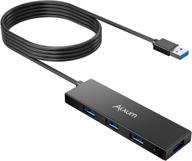 💻 alxum usb 3.0 extension hub 4-port with power port - ideal for desktop pc, macbook, imac pro, surface pro, xps, flash drive, mobile hdd, printer logo