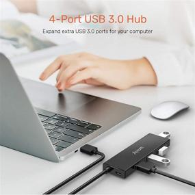 img 3 attached to 💻 Alxum USB 3.0 Extension Hub 4-Port with Power Port - Ideal for Desktop PC, MacBook, iMac Pro, Surface Pro, XPS, Flash Drive, Mobile HDD, Printer