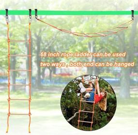 img 2 attached to 🪜 X XBEN 8.5Ft Wooden Rope Ladder for Kids - Backyard Playset Climbing Ladder, Ninja Obstacle Course Hanging Ladder - Outdoor Playground Swingset Accessories