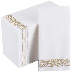 img 4 attached to 🧻 100 Pack Gold Disposable Bathroom Napkins - Linen-Feel Paper Hand Towels for Kitchen, Parties, Weddings, Dinners or Events