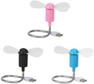 💨 set of 3 mini usb powered cooling fans with flexible goose neck for desktop pc computer laptop notebook tablet - pink, black, blue logo