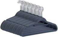 50 pack of cresnel velvet hangers - robust & non-slip to support heavy coats and jackets - space-saving design ideal for men and women's clothing - chrome hook rotates - stylish gray shade логотип