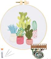 🌿 rohome full hand-made embroidery starter kit: plant cross stitch for beginners with patterned cloth, bamboo hoop, color floss & tools (09) logo