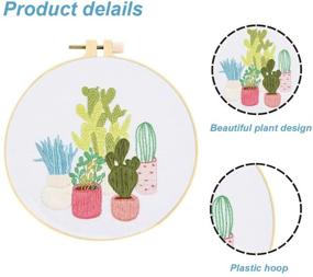 img 2 attached to 🌿 Rohome Full Hand-Made Embroidery Starter Kit: Plant Cross Stitch for Beginners with Patterned Cloth, Bamboo Hoop, Color Floss & Tools (09)