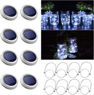 🌞 8 pack solar mason jar lights - transform your space with 30 led white solar fairy string lights and hangers (jars not included) - ideal for mason jar decor, outdoor lawn, patio, garden, party, christmas логотип