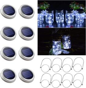 img 4 attached to 🌞 8 Pack Solar Mason Jar Lights - Transform Your Space with 30 LED White Solar Fairy String Lights and Hangers (Jars Not Included) - Ideal for Mason Jar Decor, Outdoor Lawn, Patio, Garden, Party, Christmas