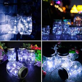 img 3 attached to 🌞 8 Pack Solar Mason Jar Lights - Transform Your Space with 30 LED White Solar Fairy String Lights and Hangers (Jars Not Included) - Ideal for Mason Jar Decor, Outdoor Lawn, Patio, Garden, Party, Christmas