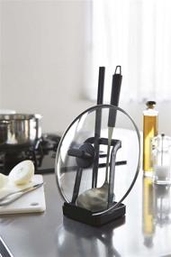 img 3 attached to 🍳 YAMAZAKI Home 2249 Tower Ladle Holder-Lid Stand: Stylish Black Kitchen Utensil Organizer