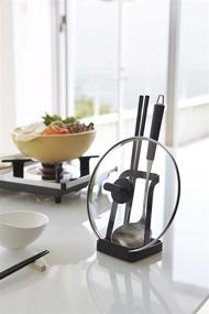 img 2 attached to 🍳 YAMAZAKI Home 2249 Tower Ladle Holder-Lid Stand: Stylish Black Kitchen Utensil Organizer