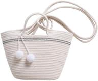 handmade round cotton rope shoulder bag with leather top handles and strap – soft natural material handbag logo