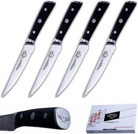 img 4 attached to 🔪 Набор столовых ножей EAGLES KITCHENWARE длиной 5 дюймов - серия Eagles Razor: премиум-ножи из высокоуглеродистой немецкой стали - в подарочной коробке.