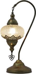 img 3 attached to 🦢 MOZAIST Turkish Lamp: Exquisite Swan Neck Mosaic Table Lamp with Vintage Bohemian Style, Moroccan Decor, Tiffany Stained Glass, US Plug, and E12 Socket