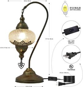 img 2 attached to 🦢 MOZAIST Turkish Lamp: Exquisite Swan Neck Mosaic Table Lamp with Vintage Bohemian Style, Moroccan Decor, Tiffany Stained Glass, US Plug, and E12 Socket