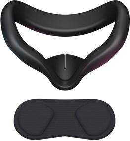 img 4 attached to CNBEYOUNG ВР Защита для лица и объективов для Oculus Quest 2: Противопотное силиконовое лицевое покрытие и подушка - стирается, светонепроницаемо, антиутечка в черном.