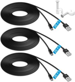 img 4 attached to 🔌 Versatile 3 Pack 26FT Power Extension Cable for WyzeCam, PS4, Xbox One Controllers, YI Camera, Nest Cam Indoor, Oculus Go: Durable Charging and Data Sync Cord